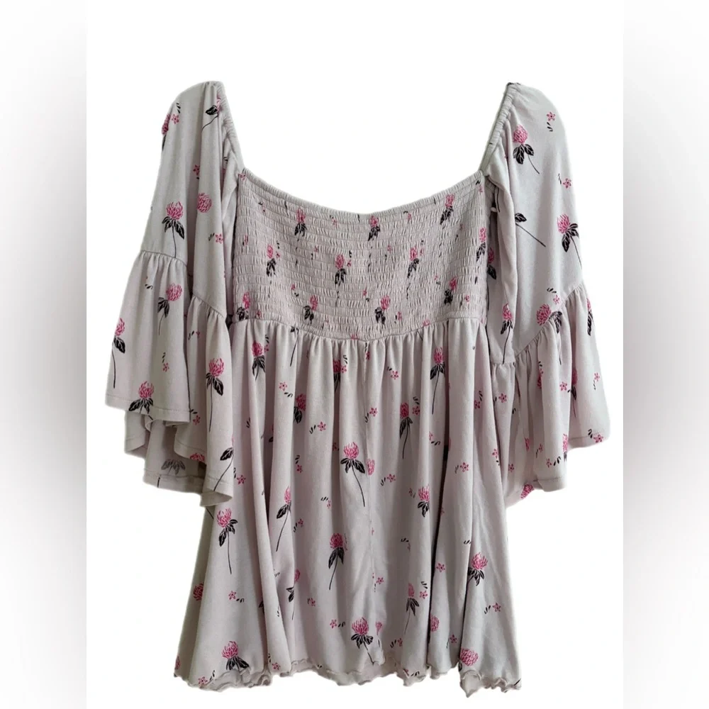 Free People Lana Off Shoulder Smocked Top Small Boho Cottagecore Floral Fairy